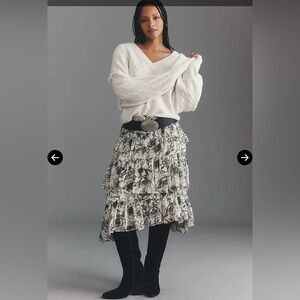 BNWT Anthropologie Pilcro V-neck cream cable knit sweater size XL